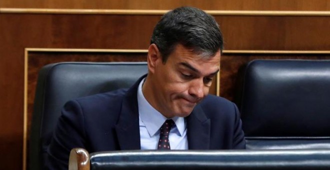 Pedro Sánchez, en el Congreso este miércoles. EFE/ Emilio Naranjo