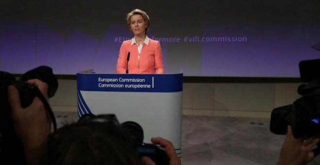 La presidenta electa de la Comisión Europea, la alemana Ursula von der Leyen, en la presentación de los miembros del nuevo Ejecutivo comunitario, en Bruselas. REUTERS/Yves Herman