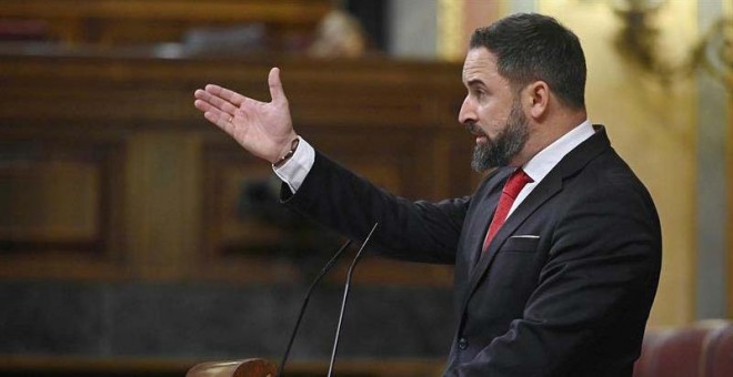 Santiago Abascal, líder de Vox, en el Congreso. (FERNANDO VILLAR | EFE)