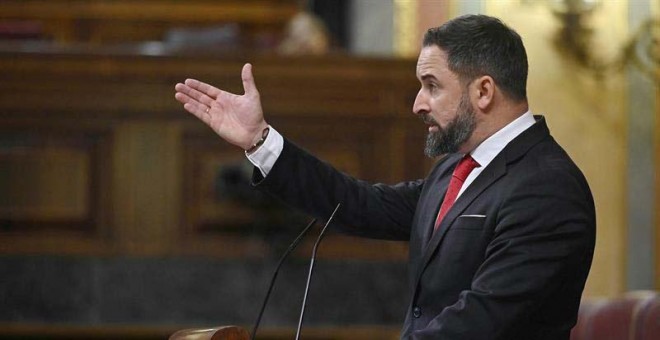 Santiago Abascal, líder de Vox, en el Congreso. (FERNANDO VILLAR | EFE)