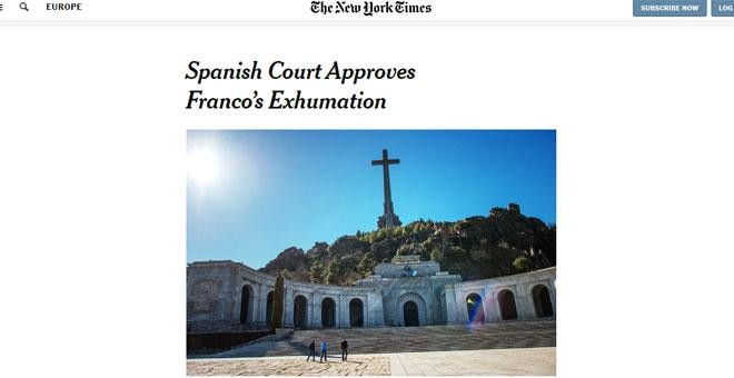 24-09-2019.- 'The New York Times': 'El Tribunal Supremo español aprueba la exhumación de Franco'