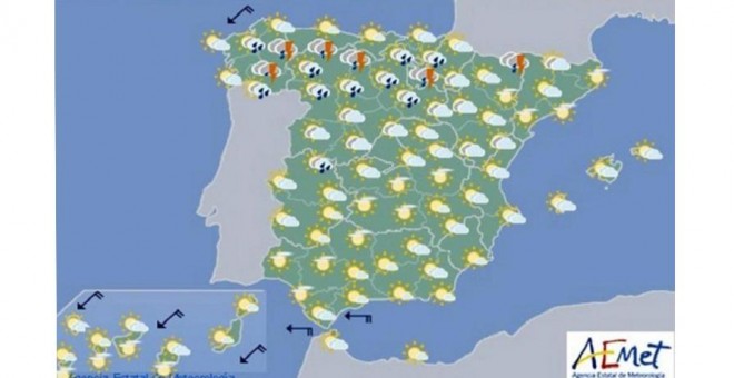 Predicción del clima por comunidades autónomas de la Aemet/ EFE