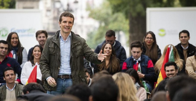 El líder del PP, Pablo Casado, en un acto de Nuevas Generaciones de Andalucía. Fuente: PP