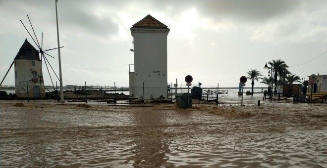 13/09/2019 - Molinos De Quintín y Calcetera en la locadidad murciana de San Pedro del Pinatar, inundados a causa del temporal. EUROPA PRESS/ Carmen Loredana