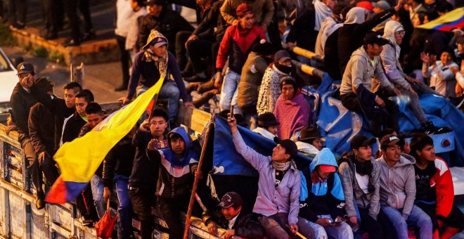 Indígenas llegan a Quito. REUTERS/Daniel Tapia