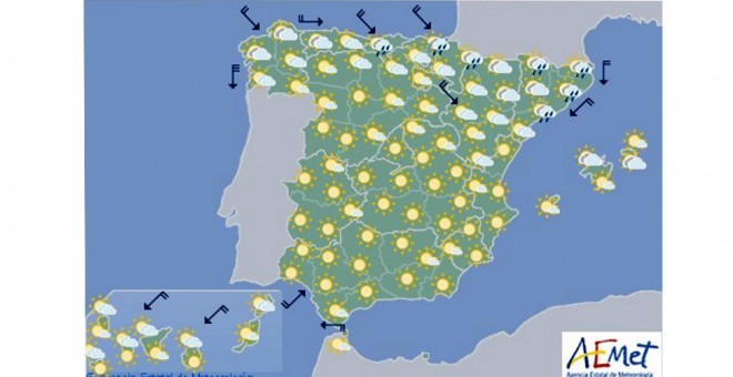 Predicción meteorológica del 9 de octubre. Aemet