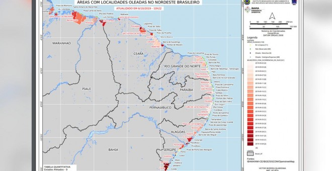 Zonas afectadas por los vertidos. / Ministerio Medio Ambiente Brasil