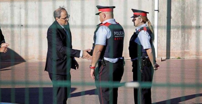 El presidente de la Generalitat, Quim Torra, a su llegada al centro penitenciario de Lledoners. (SUSANNA SÁEZ | EFE)