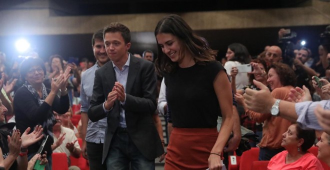 25/09/2019 - El líder de Más Madrid, Íñigo Errejón y la portavoz de Más Madrid en el Ayuntamiento, Rita Maestre, en la reunión de las bases del partido./ EUROPA PRESS (Jesús Hellín)