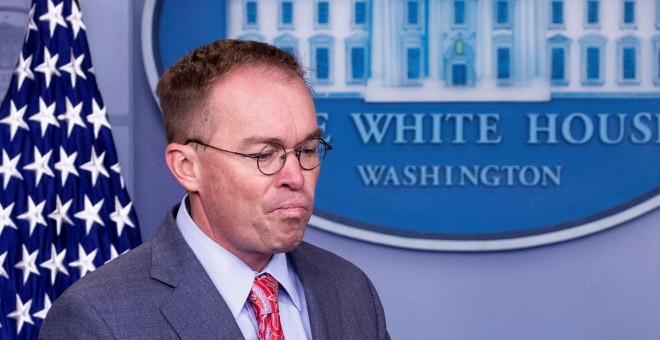 17/10/2019.- El jefe de gabinete interino de la Casa Blanca, Mick Mulvaney, llega para celebrar una conferencia de prensa en White House, en Washington, DC, EE. UU., EE. UU. / EPA / MICHAEL REYNOLDS