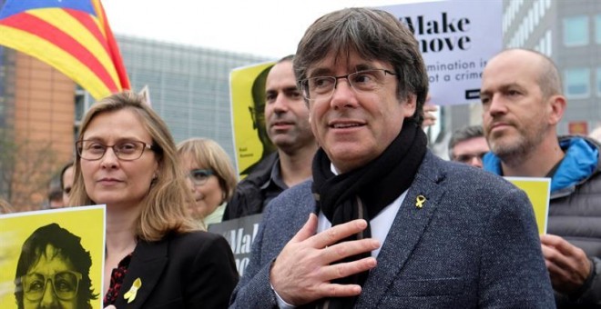 Carles Puigdemont, durante una marcha en Bruselas. - EFE