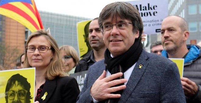 Carles Puigdemont, durante una marcha en Bruselas. - EFE