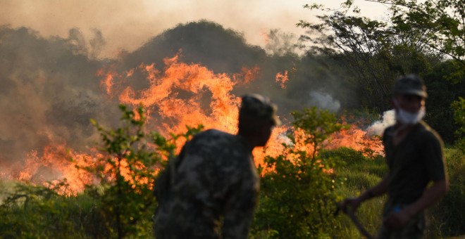 Los incendios en Paraguay continuaron ardiendo durante todo el mes de septiembre. / AFP