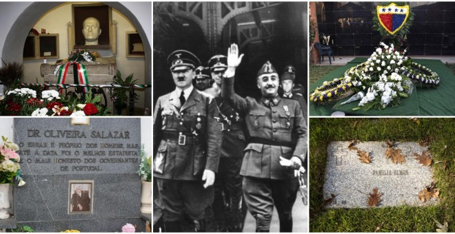 Diferentes tumbas de dictadores del s.XX y la famosa foto del encuentro entre Hitler y Franco.
