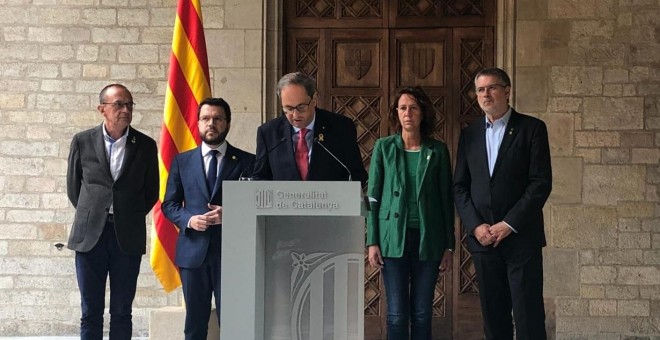 Quim Torra, durante la rueda de prensa de este sábado. EUROPA PRESS