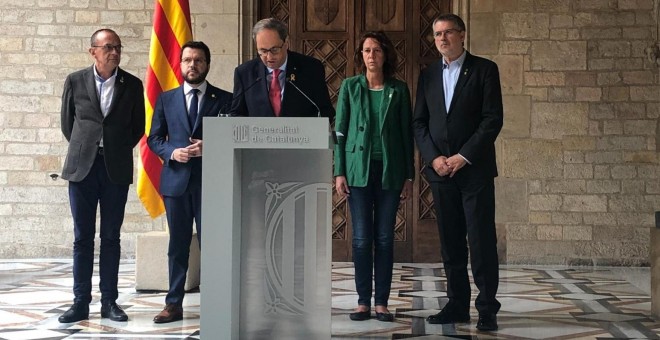 Quim Torra, durante la rueda de prensa de este sábado. EUROPA PRESS