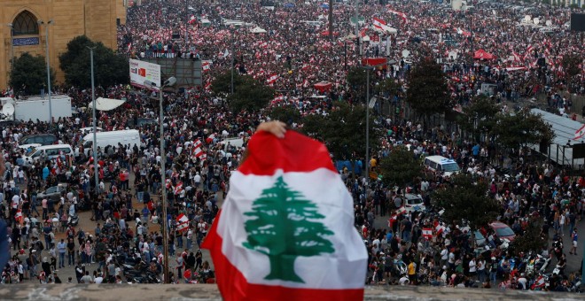 Vista general de una de las protestas en Beirut. - REUTERS