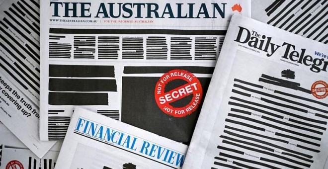Portadas de algunos periódicos australianos 'autocensurados'. - EFE