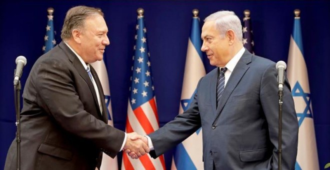 Benjamin Netanyahu durante la visita del secretario de Estado de EEUU, Mike Pompeo, hace unos días. /EFE