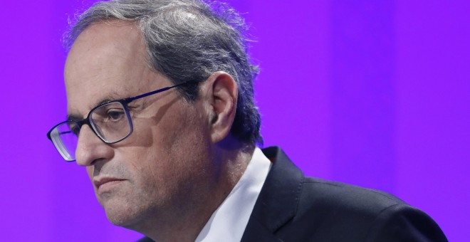 22/10/2019.- El presidente de la Generalitat, Quim Torra, durante la rueda de prensa. / EFE - ANDREU DALMAU