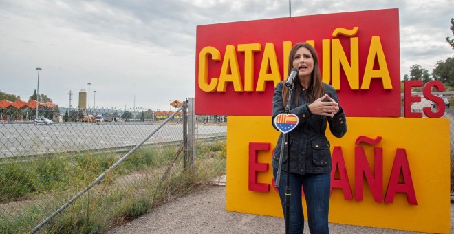 28/10/2019.- La líder de Cs en Catalunya, Lorena Roldán, durante un acto en la Jonquera (Girona). / EFE - Robin Townsend