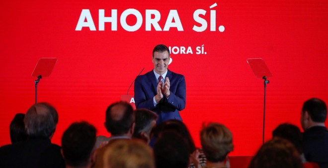 28/10/2019.- El presidente del gobierno en funciones y candidato a la reelección por el PSOE, Pedro Sánchez presenta la campaña del partido socialista. / EFE - EMILIO NARANJO