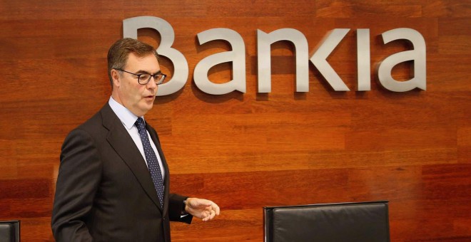 El consejero delegado de Bankia, José Sevilla, durante la rueda de prensa ofrecida para hacer públicos los resultados de la entidad hasta septiembre. EFE/Paco Campos
