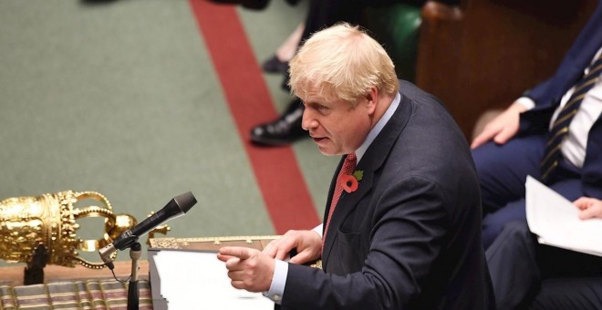 El primer ministro británico, Boris Johnson, durante su intervención en el Parlamento británico. - EFE