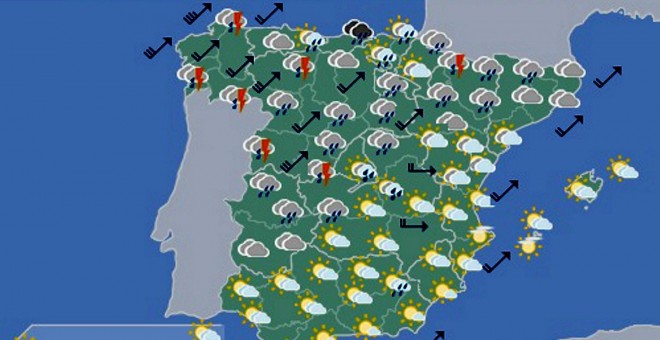 Previsión meteorológica para el viernes, primer día del puente de Todos los Santos. / AEMET-EFE