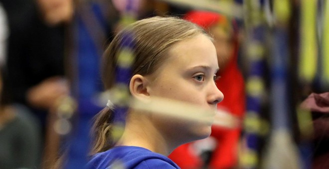 08/10/2019 - La joven activista sueca Greta Thunberg durante un acto en la reserva india de Standing Rock, Dakota del Norte. / REUTERS - JIM URQUHART