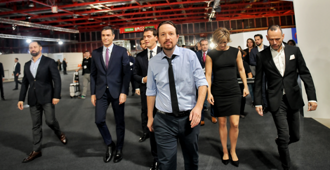 El candidato a la Presidencia del Gobierno de Unidas Podemos, Pablo Iglesias, entrando en el debate electoral / Daniel Gago - Podemos.