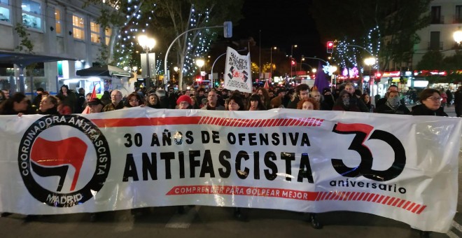 Manifestación antifascista en Madrid