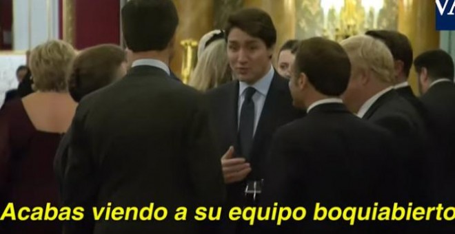 Trudeau, Macron, Johnson y Rutte conversan sobre Trump en el palacio de Buckingham. (YOUTUBE)