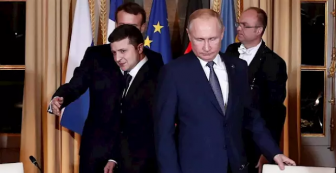 09/12/2019 - El presidente ruso, Vladimir Putin, y su homólogo ucraniano, Volodimir Zelenski en París. / REUTERS