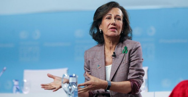 La presidenta del grupo Santander, Ana Botín, durante su intervención en el evento del segmento de Alto Nivel de la COP25, durante la décima jornada de la Conferencia de Naciones Unidas sobre el Cambio Climático, en Madrid (España). E.P./Jesús Hellín