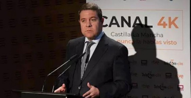 Emiliano Page, presidente de Castilla-La Mancha, durante un acto sobre las emisiones de CMM. (EP)
