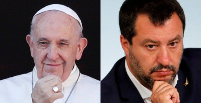 El papa Francisco y Matteo Salvini. REUTERS