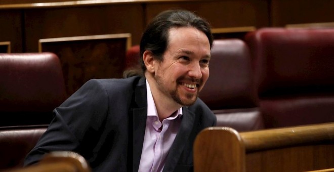 Pablo Iglesias durante la investidura. EFE