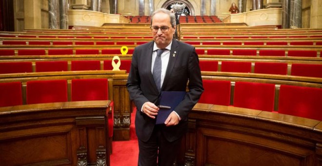 Quim Torra, en el Parlament de Catalunya. (QUIQUE GARCÍA | EFE)