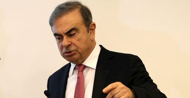 08/01/2020 - El expresidente de Nissa, Carlos Ghosn, durante una rueda de prensa desde Beirut tras su huida a Líbano. / EFE