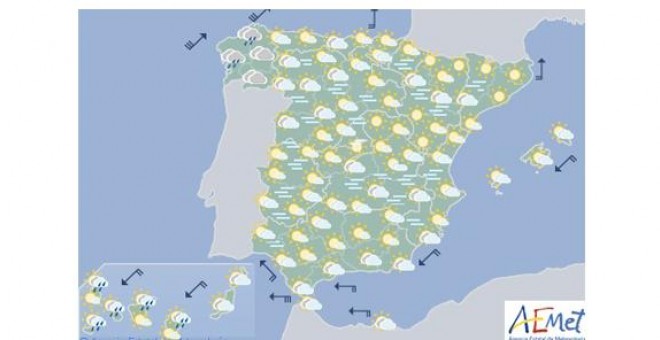 Previsión meteorológica para el jueves 9 de enero. / AEMET