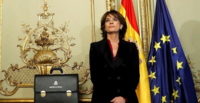 13/01/2020.- La exministra de Justicia Dolores Delgado durante el acto de traspaso de cartera a su sucesor en el cargo, Juan Carlos Campo. / EFE