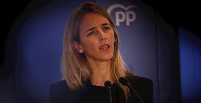 10/01/2020.- La portavoz del PP en el Congreso de los Diputados, Cayetana Álvarez de Toledo, durante la rueda de prensa. EFE/ Alejandro García