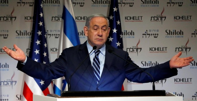 08/01/2020 - El primer ministro de Israel, Benjamín Netanyahu, durante una rueda de prensa en Jerusalén. / REUTERS - RONEN ZVULUN