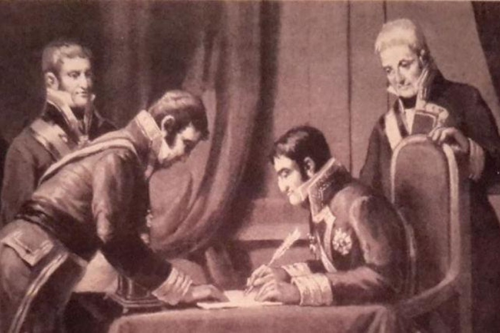 Fernando VII, firmando la derogación de la Constitución de 1812 / Archivo Histórico Municipal de Valencia.