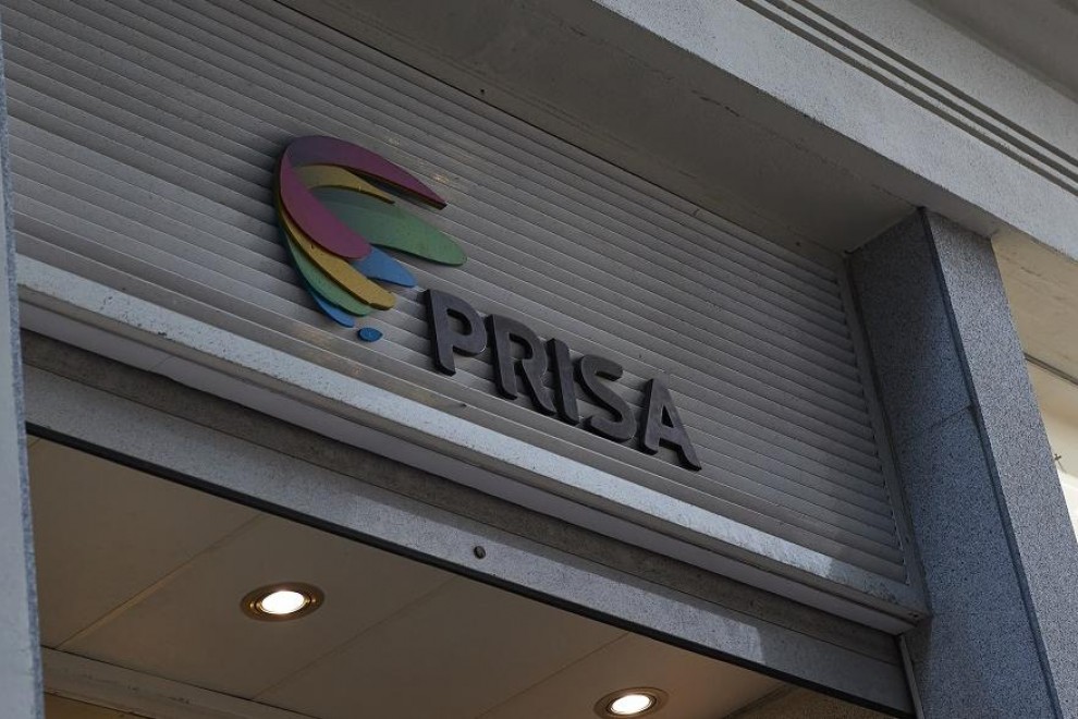 Logo de Grupo Prisa en sus oficinas en la Gran Vía de  Madrid. E.P./Jesús Hellín