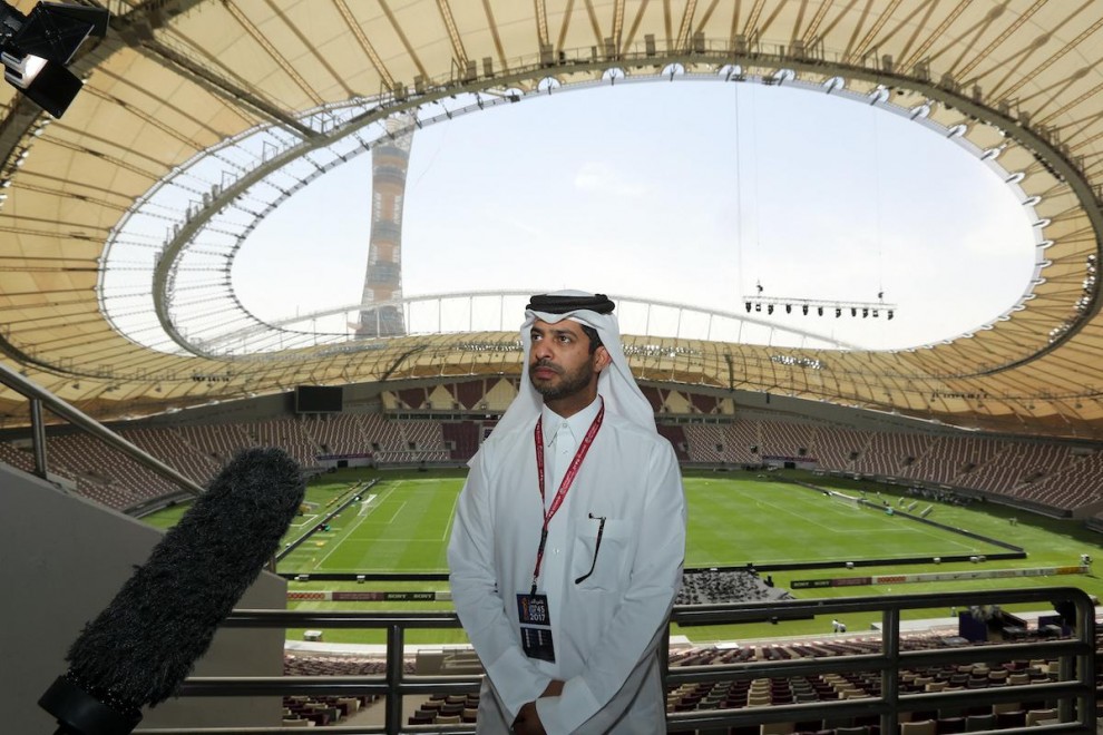 Nasser Al-Khater, presidente del comité de organización del Mundial 2022 que se celebrará en Qatar, en una instantánea tomada en el Estadio Internacional Khalifa , en Doha, el 18 de mayo de 2017.