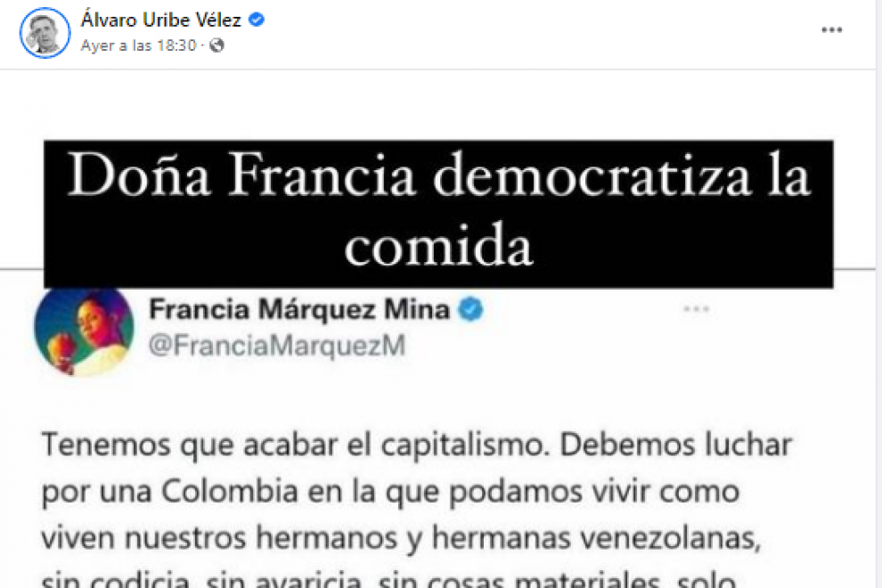 Tuit Fake de Francia difundido por Álvaro Uribe.