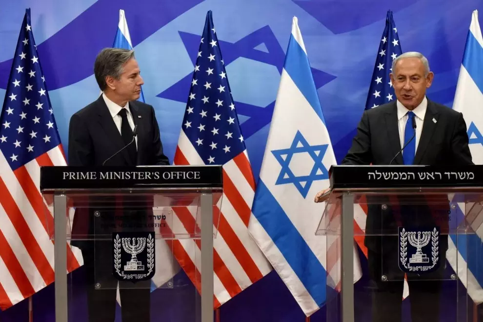 El secretario de Estado de EEUU, Anthony Blinken, durante una rueda de prensa con el primer ministro israelí, Benjamin Netanyahu, en Jerusalén, a 30 de enero de 2023.
