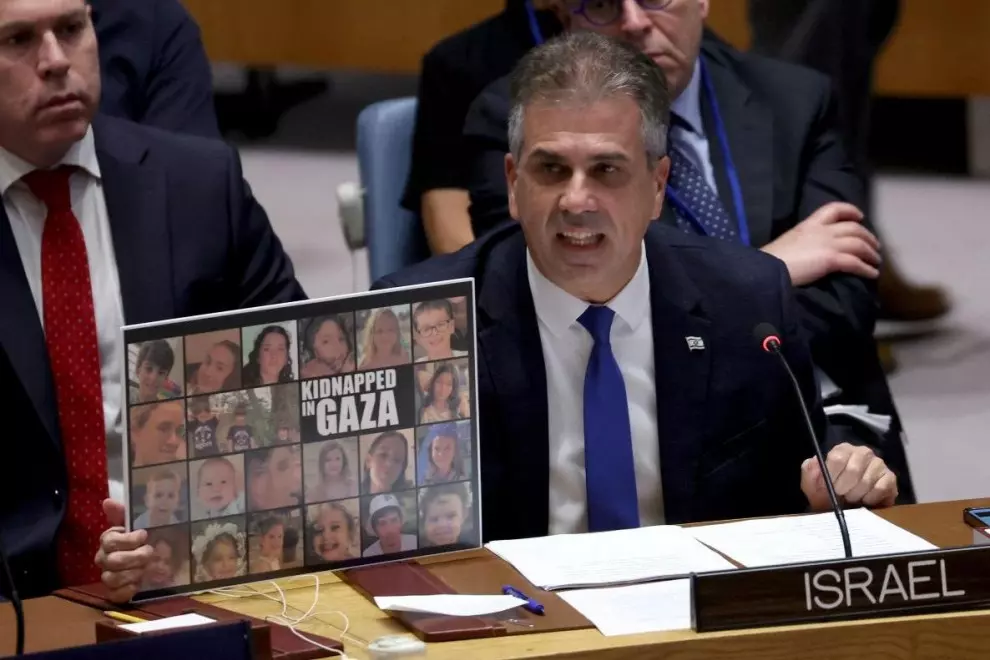 Eli Cohen, ministro de Asuntos Exteriores de Israel, en el Consejo de Seguridad en la sede de la ONU, a 24 de octubre de 2023.